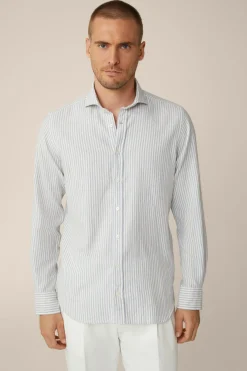 Baumwoll-Hemd Lano In Blau-Wollweis Gestreift*Windsor Discount
