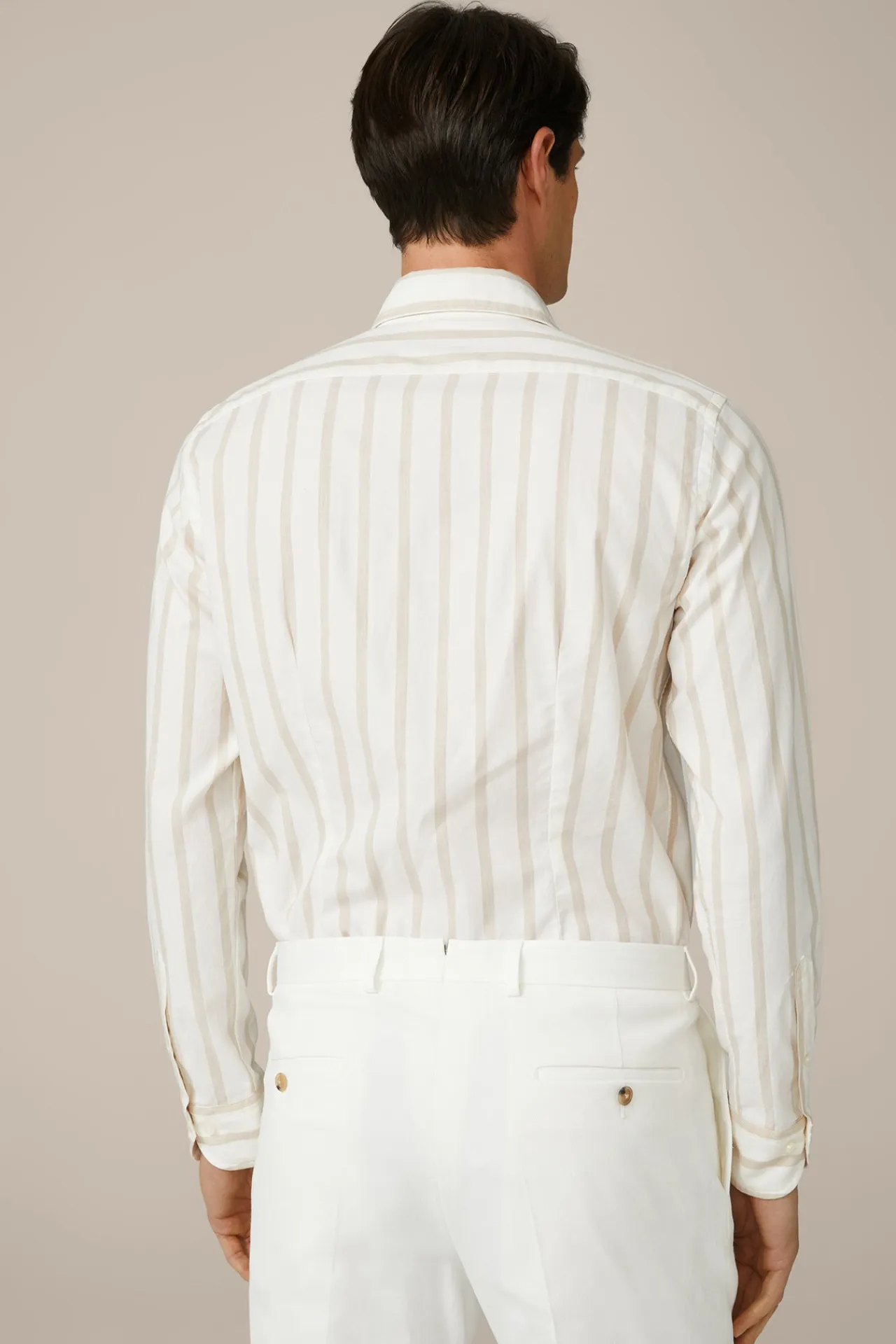 Baumwoll-Hemd Lano In Creme-Braun Gestreift*Windsor Hot