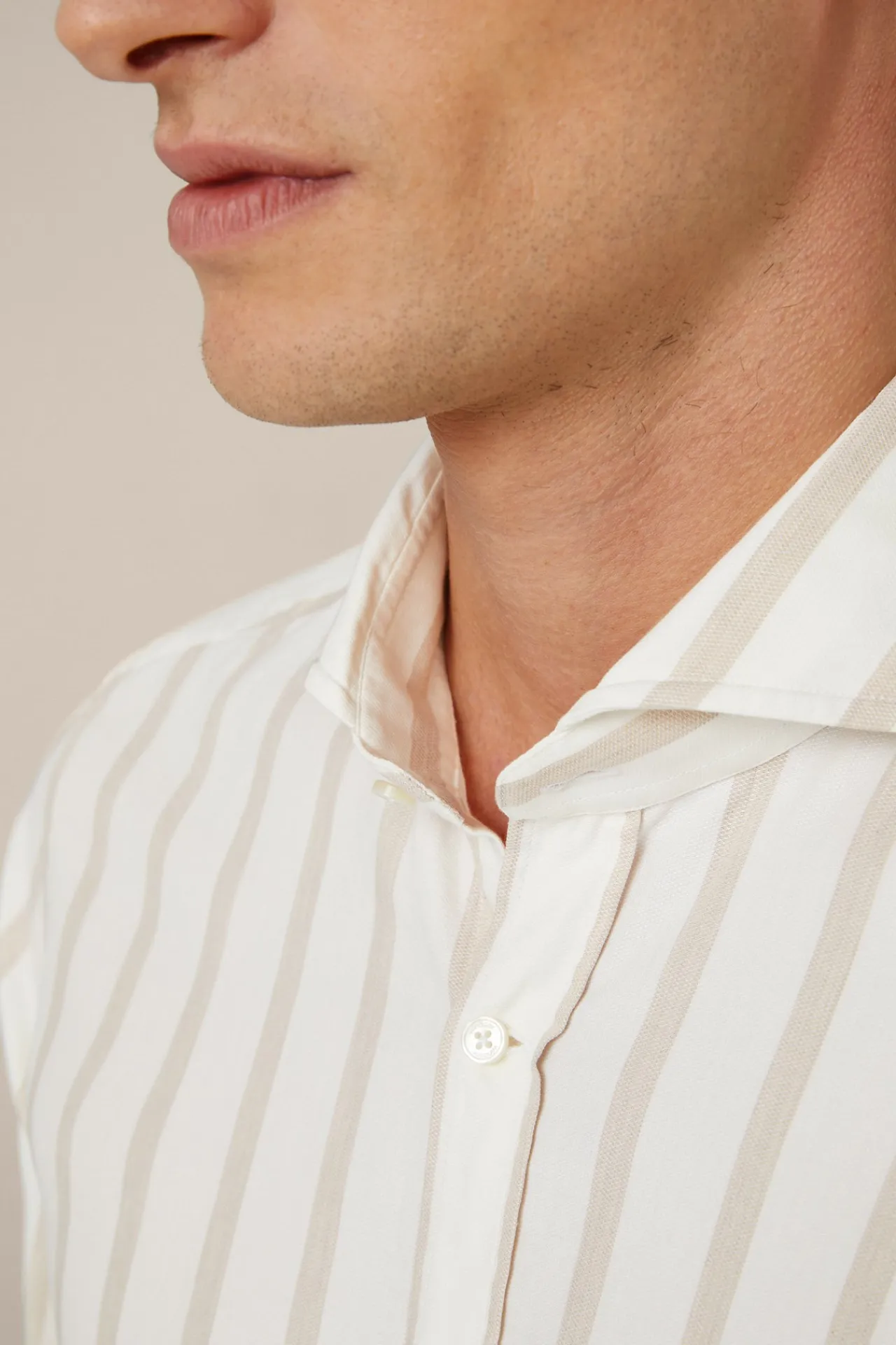 Baumwoll-Hemd Lano In Creme-Braun Gestreift*Windsor Hot