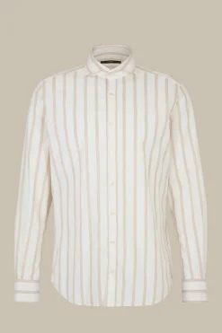 Baumwoll-Hemd Lano In Creme-Braun Gestreift*Windsor Hot