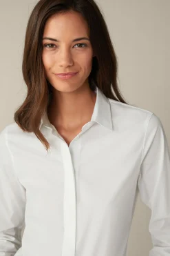 Baumwollstretch-Bluse Mit Hemdkragen In*Windsor Fashion
