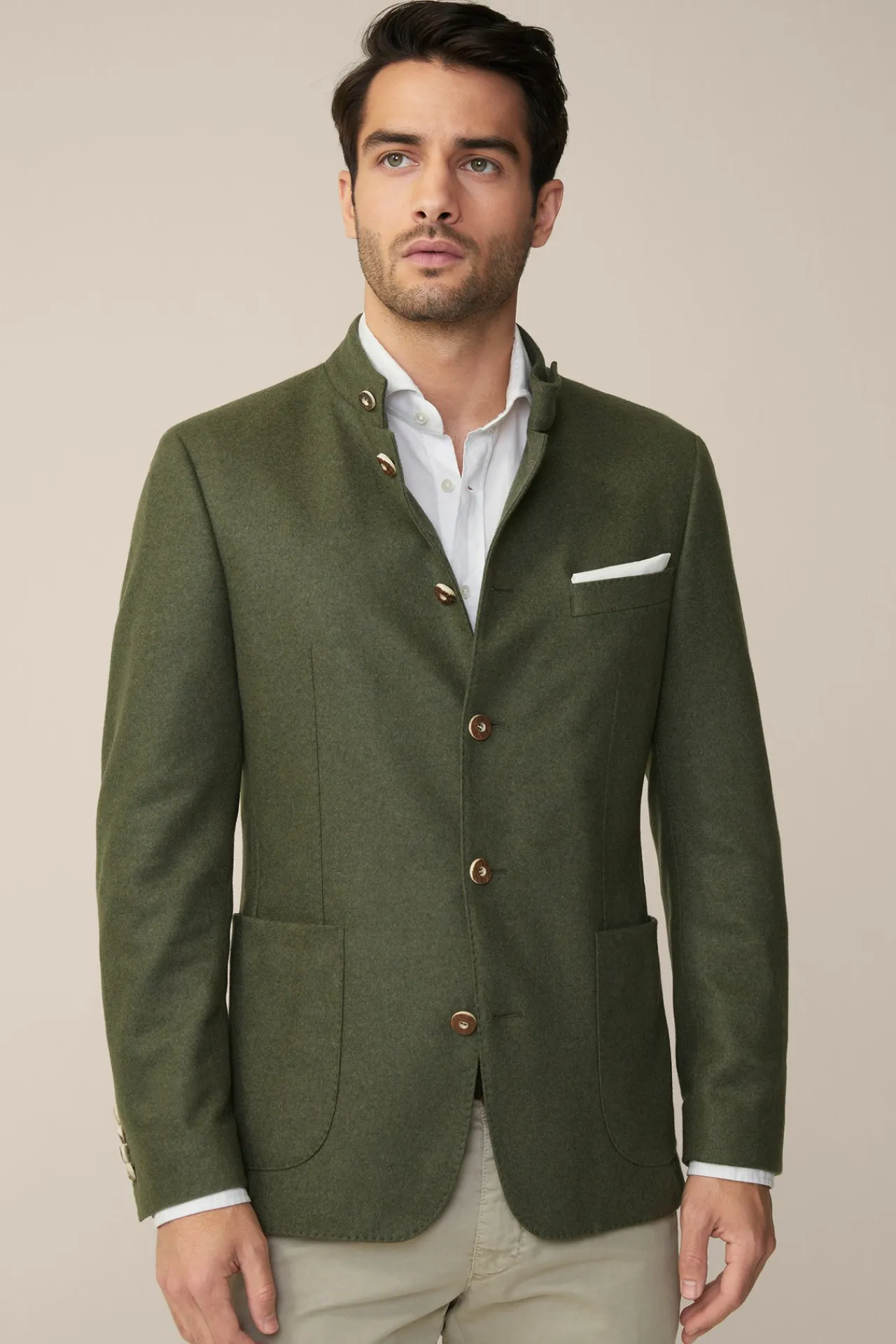 Cashmere-Trachten-Janker Sendling In Oliv Meliert*Windsor Fashion