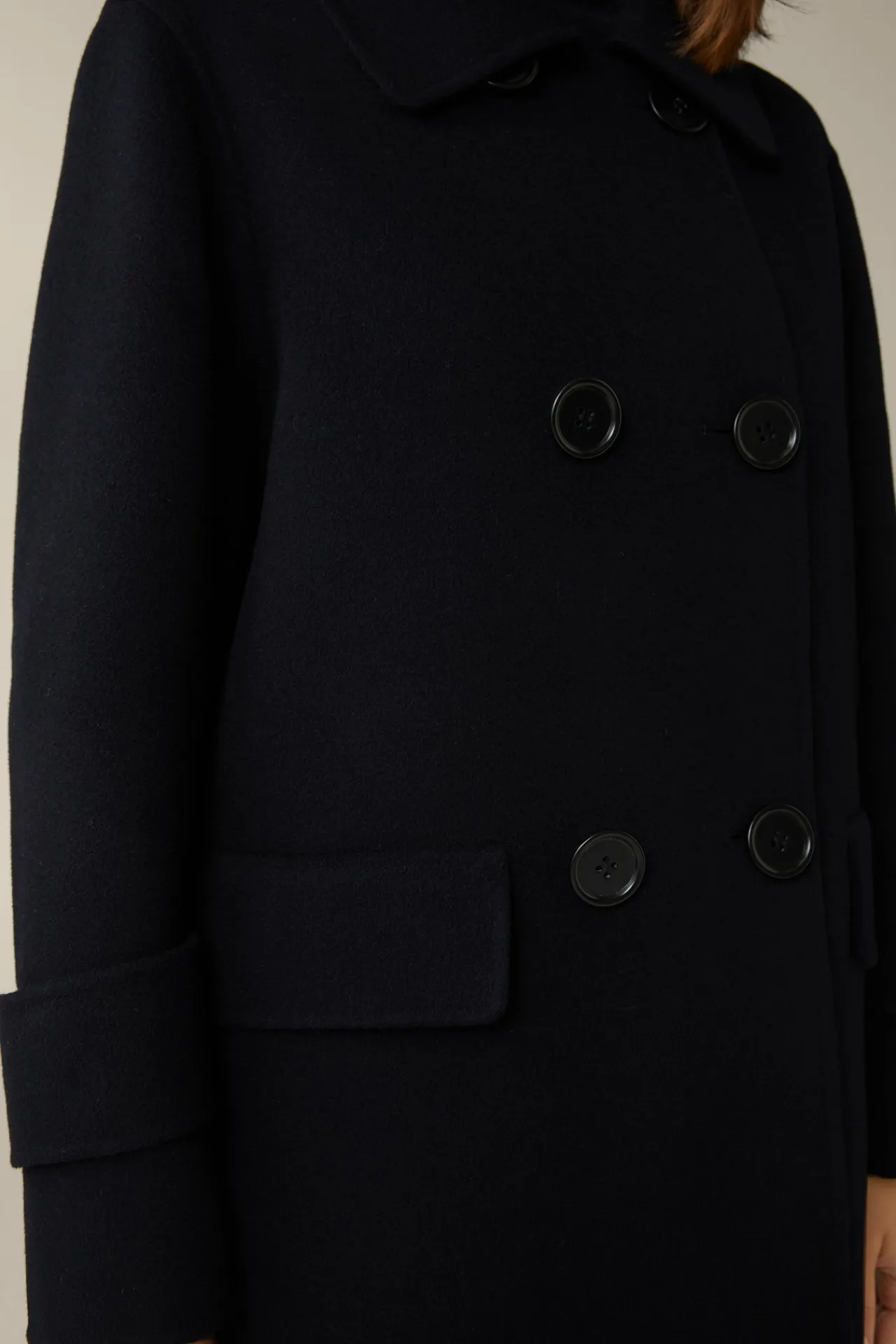 Double-Wollmix-Doppelreiher-Mantel Mit Cashmere In*Windsor Hot