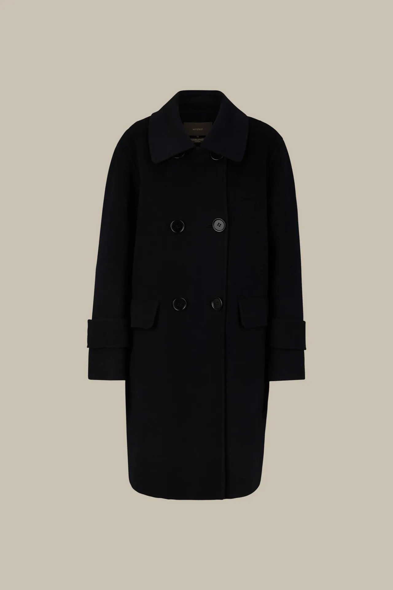 Double-Wollmix-Doppelreiher-Mantel Mit Cashmere In*Windsor Hot