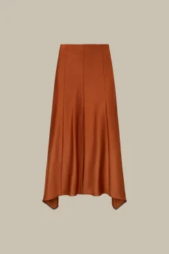 Duchesse-Satin-Rock In Midi-Lange In Kupfer*Windsor Outlet