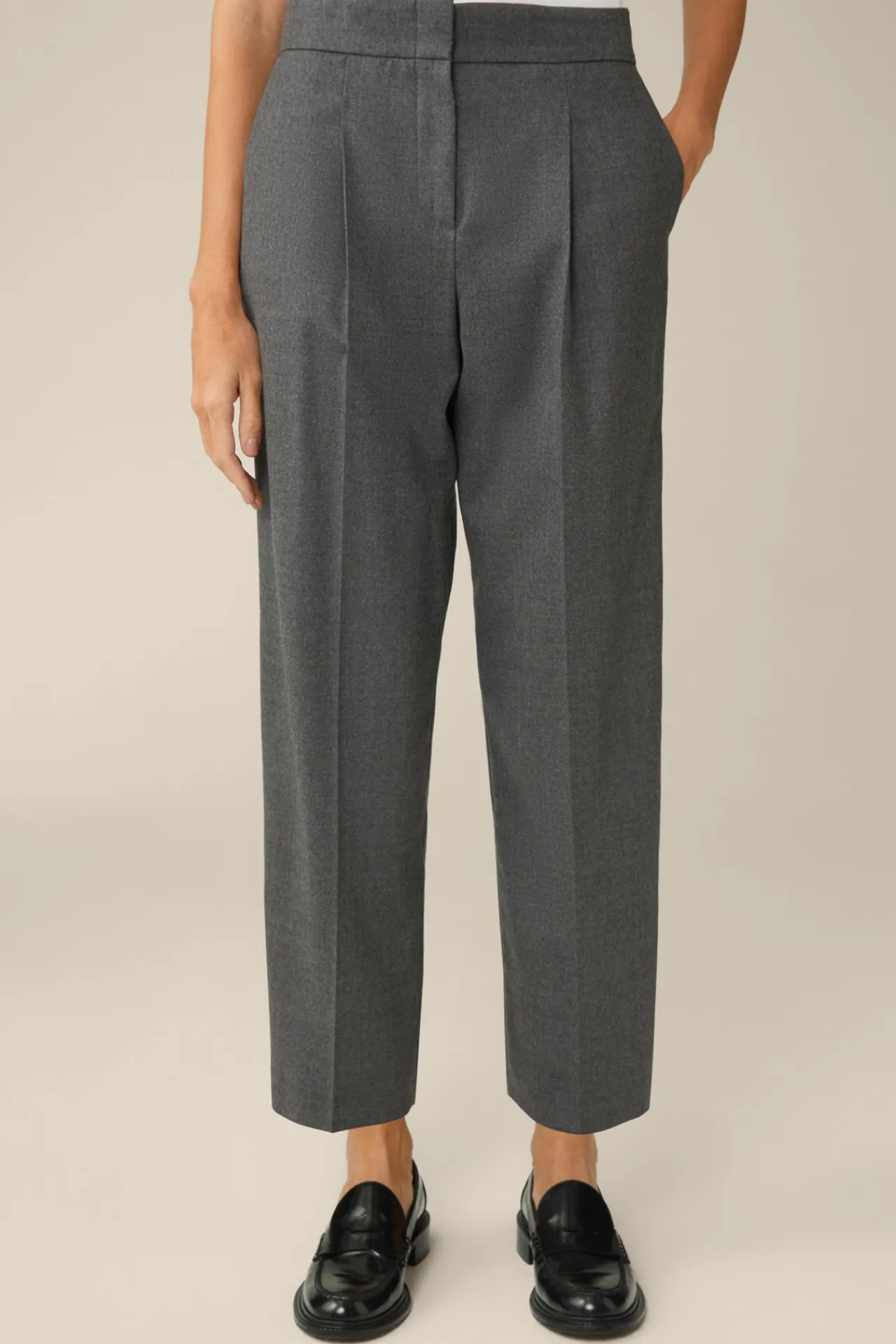 Flanell-Bundfalten-Hose, Verkurzt, In*Windsor Outlet