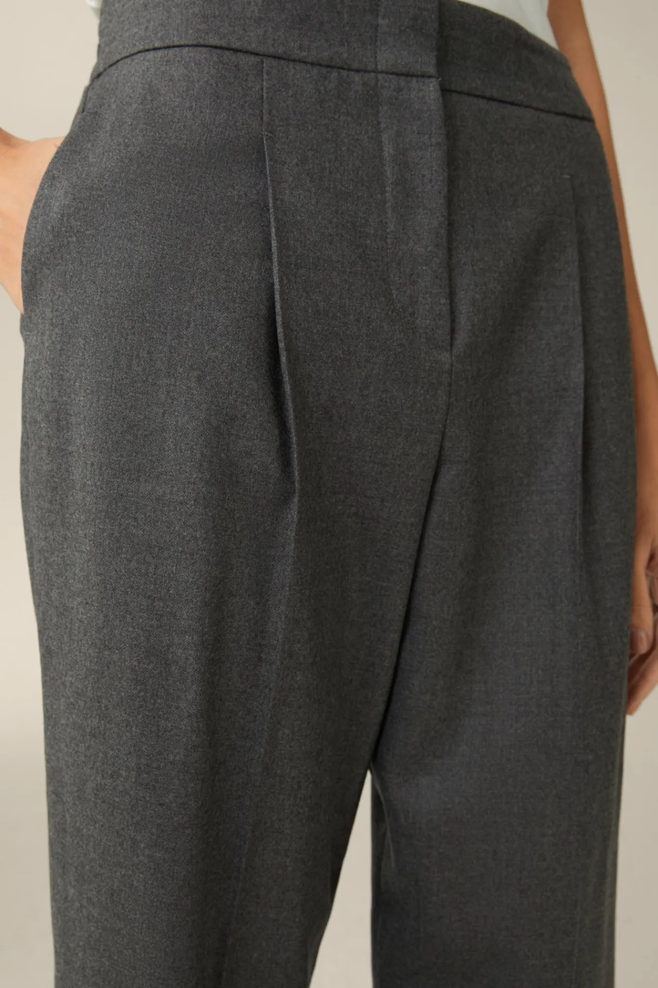 Flanell-Bundfalten-Hose, Verkurzt, In*Windsor Outlet