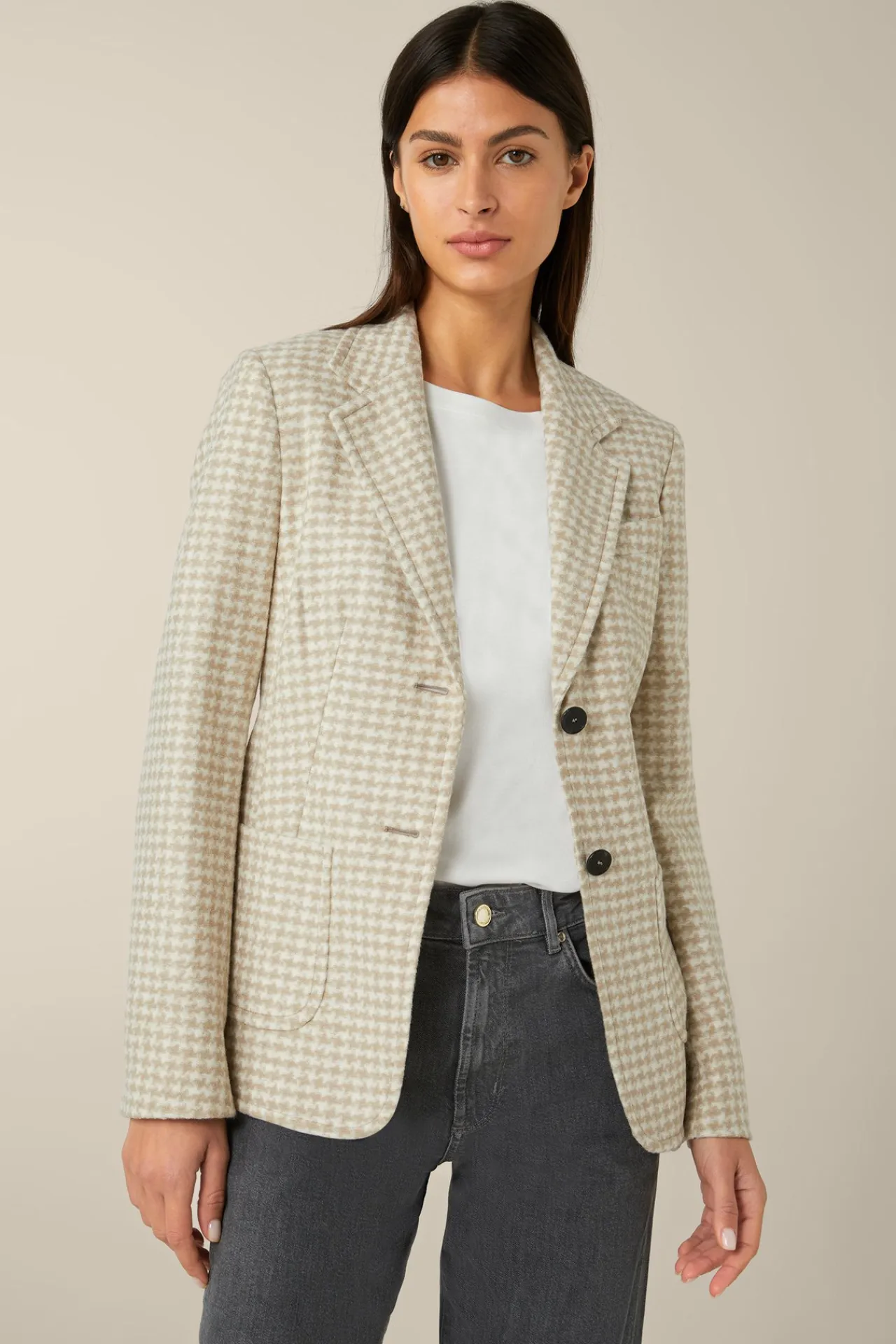 Jersey-Blazer In Beige-Ecru Gemustert*Windsor Online