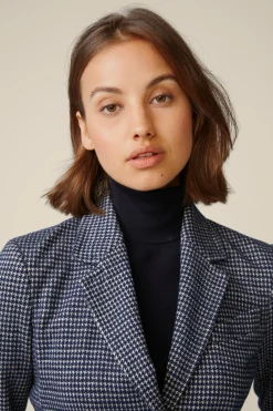 Jersey-Blazer In Navy-Beige Gemustert*Windsor Hot
