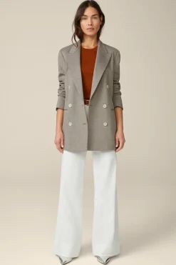 Jersey-Doppelreiher-Longblazer In Ecru Gemustert*Windsor New