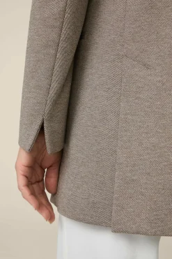 Jersey-Doppelreiher-Longblazer In Ecru Gemustert*Windsor New