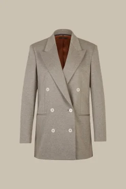 Jersey-Doppelreiher-Longblazer In Ecru Gemustert*Windsor New