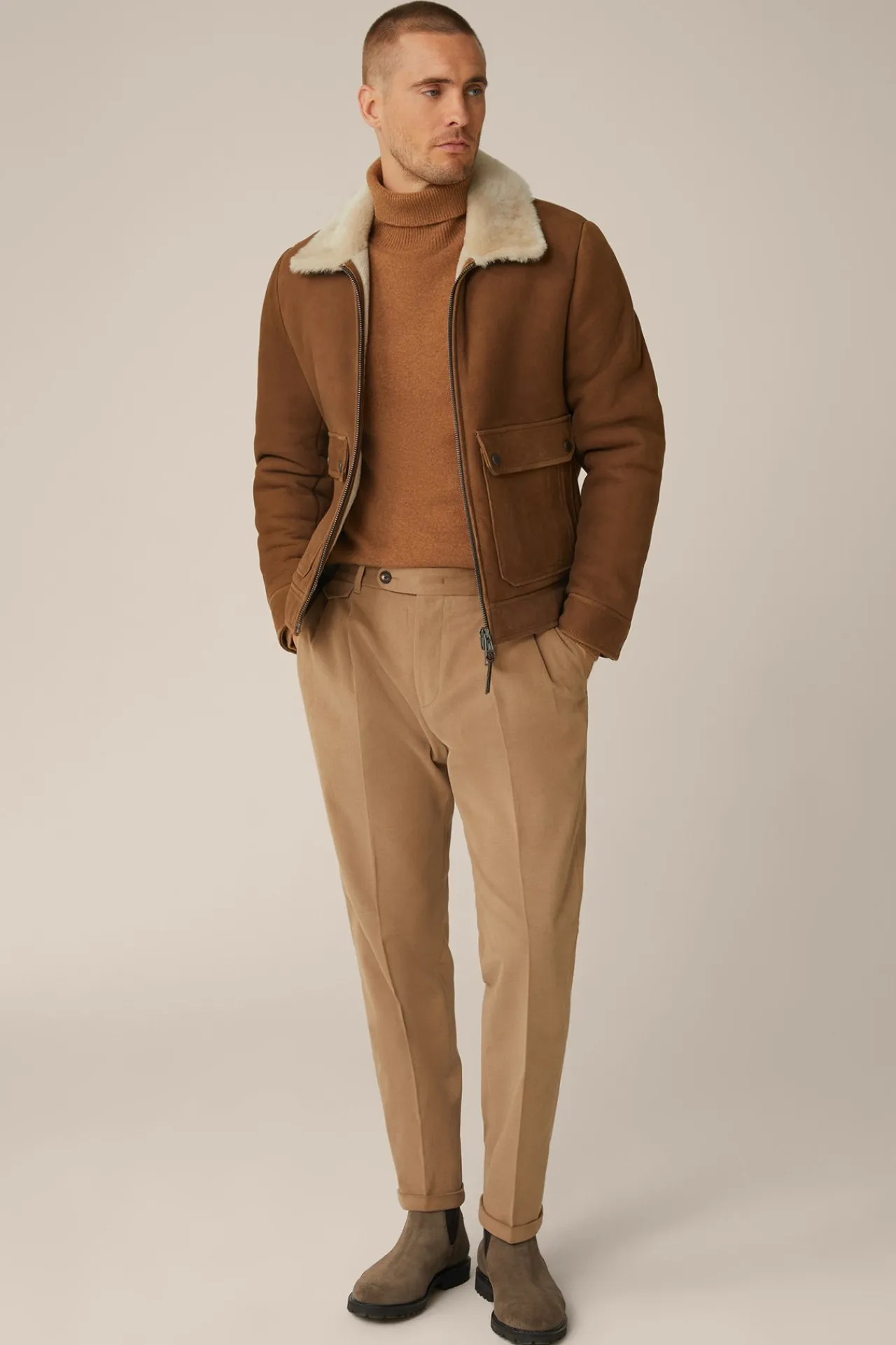 Lamm-Velours-Lederjacke Rapallo Mit Hemdkragen In*Windsor Best