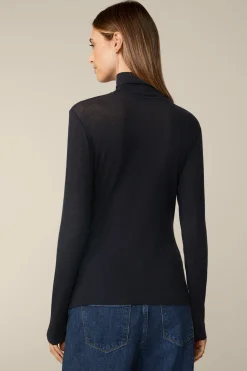 Lyocell-Wool-Rollkragen-Pullover In Dunkelblau*Windsor Clearance