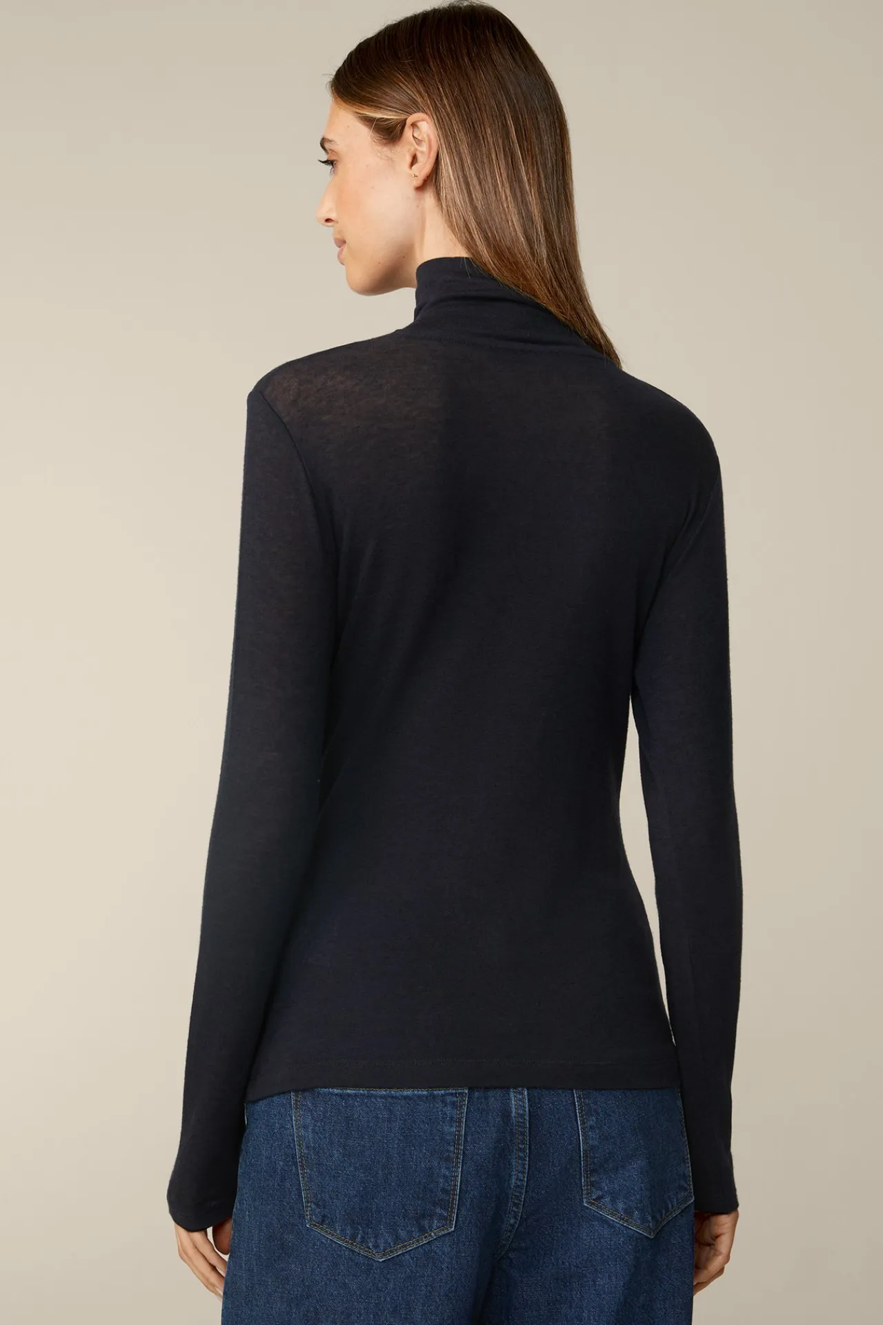 Lyocell-Wool-Rollkragen-Pullover In Dunkelblau*Windsor Clearance