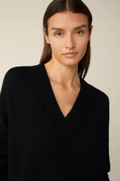 Merino-Strick-Pullover Mit V-Ausschnitt In*Windsor Fashion