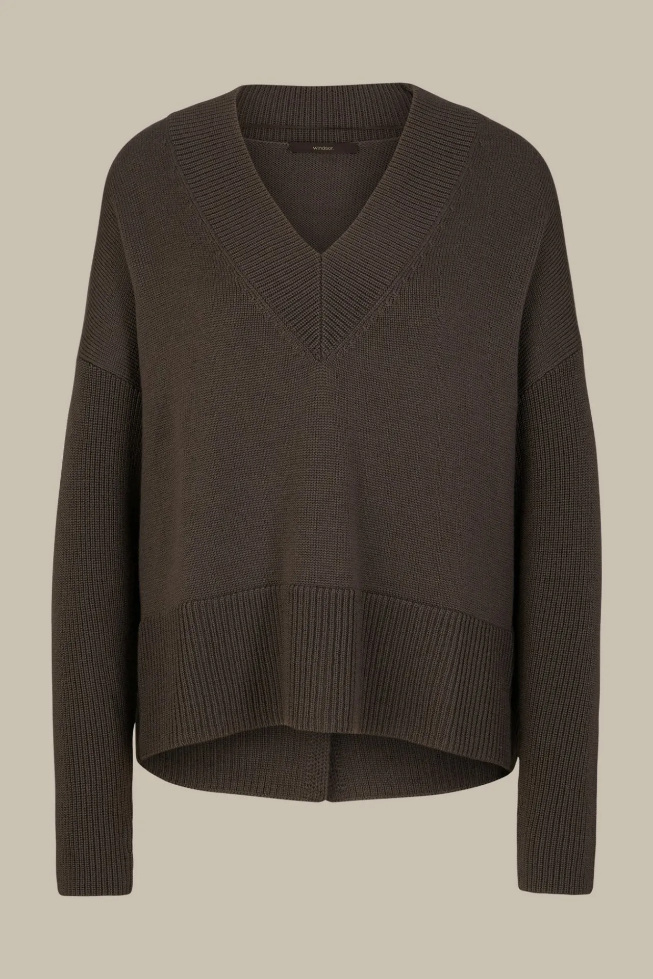 Merino-Strick-Pullover Mit V-Ausschnitt In*Windsor Hot