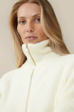 Merino-Strick-Zip-Cardigan In*Windsor Hot