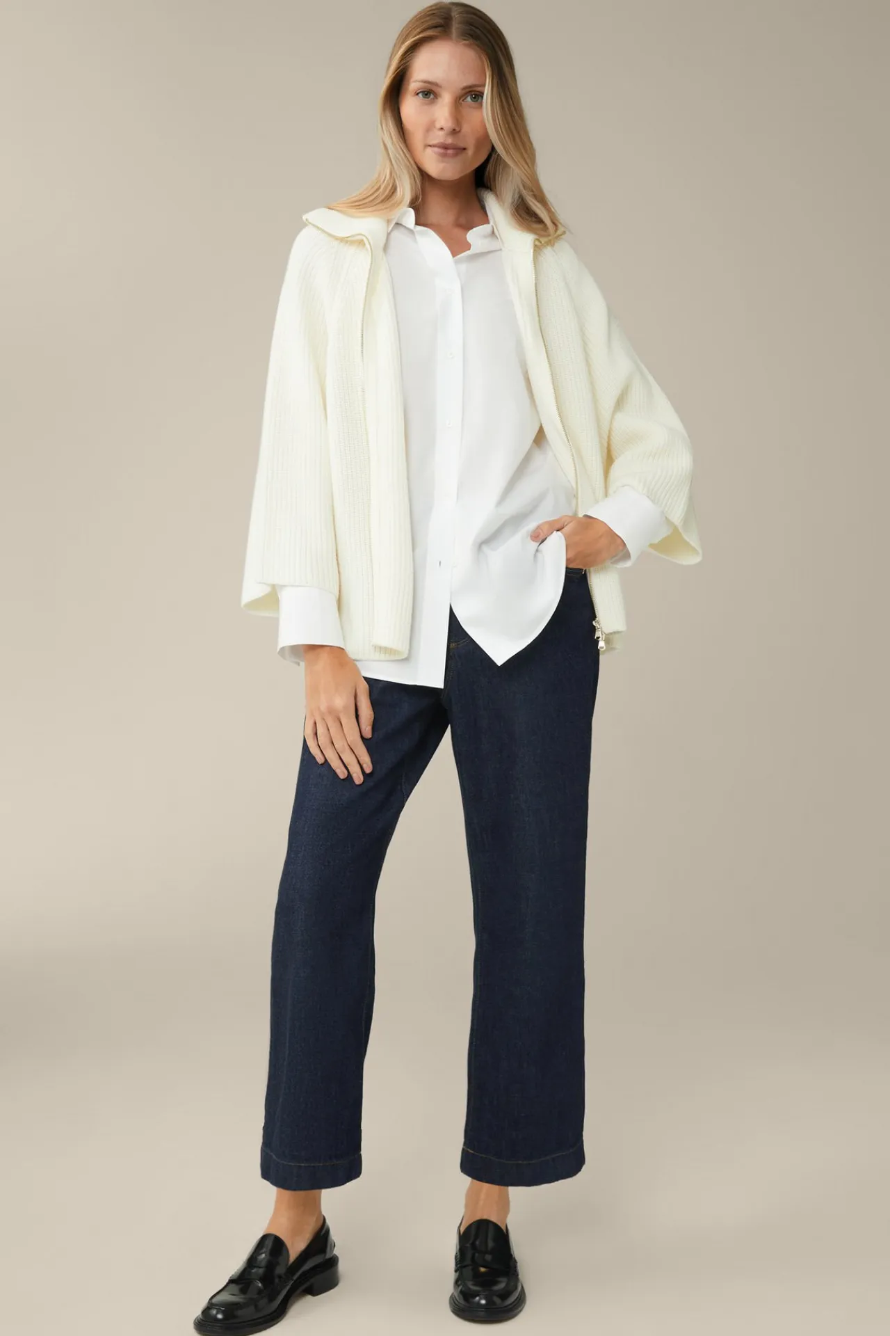 Merino-Strick-Zip-Cardigan In*Windsor Hot
