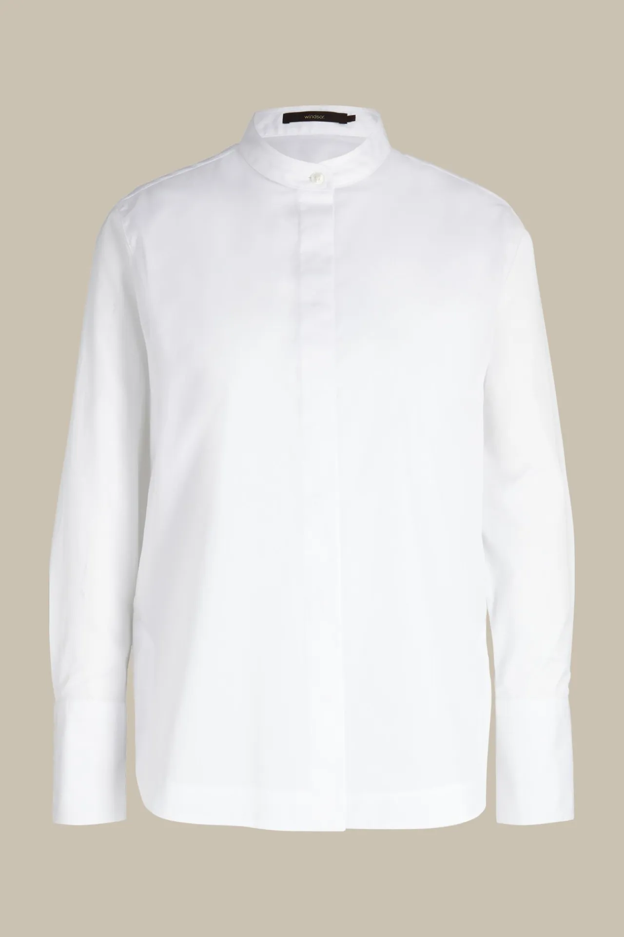 Popeline-Baumwoll-Bluse Mit Stehkragen In*Windsor Discount