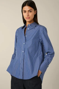 Popeline-Baumwoll-Streifen-Hemd-Bluse In*Windsor Hot