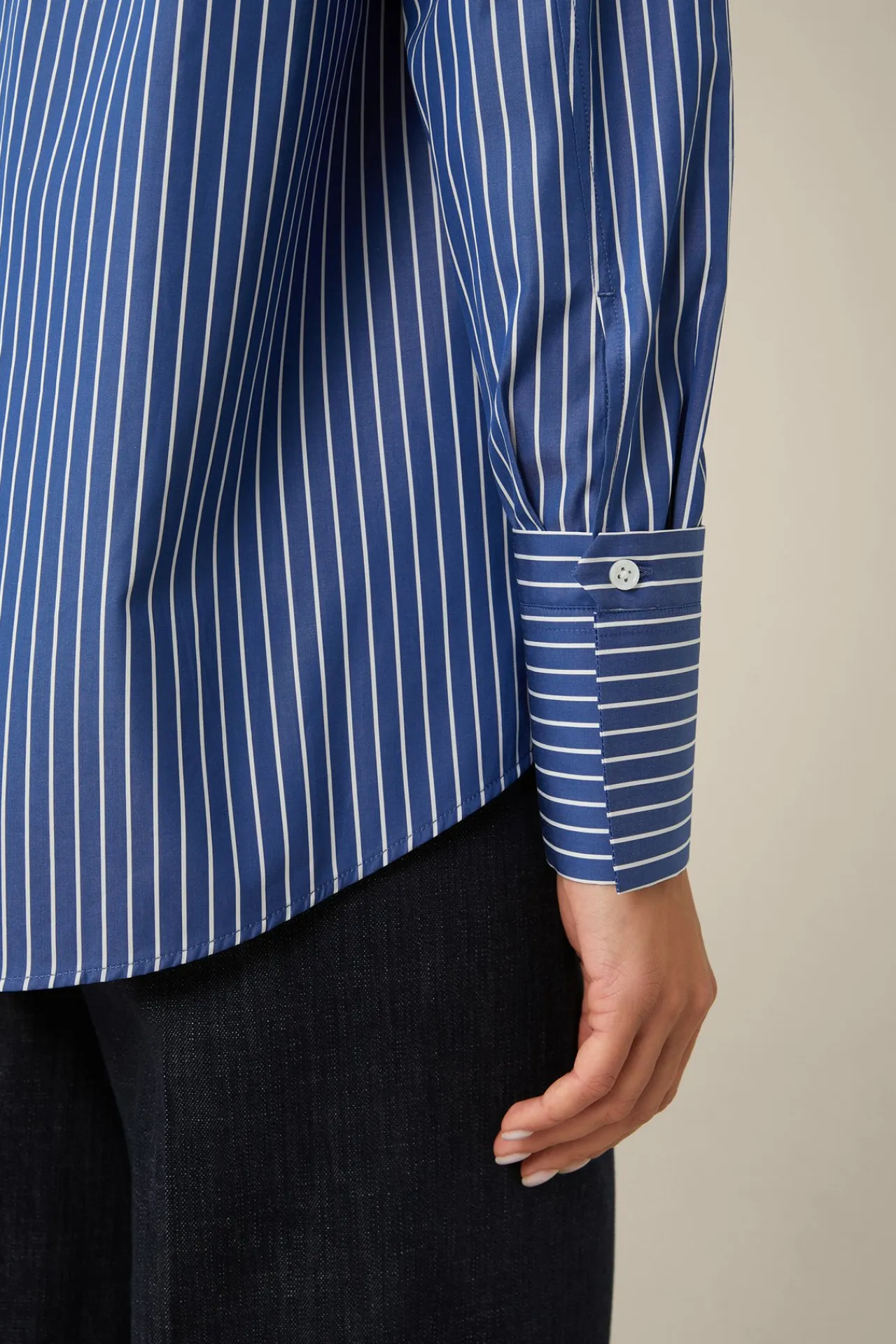 Popeline-Baumwoll-Streifen-Hemd-Bluse In*Windsor Hot