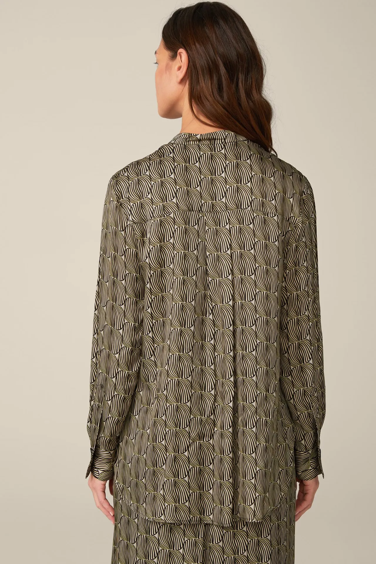 Print-Hemdbluse Aus Viskose In Schwarz-Beige Gemustert*Windsor Hot