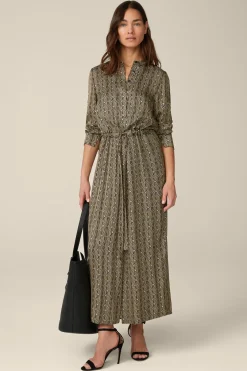 Print-Hemdblusen-Kleid Aus Viskose In Schwarz-Beige Gemustert*Windsor Sale