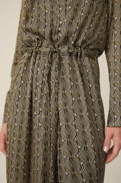 Print-Hemdblusen-Kleid Aus Viskose In Schwarz-Beige Gemustert*Windsor Sale