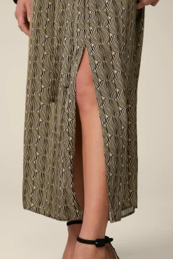 Print-Hemdblusen-Kleid Aus Viskose In Schwarz-Beige Gemustert*Windsor Sale