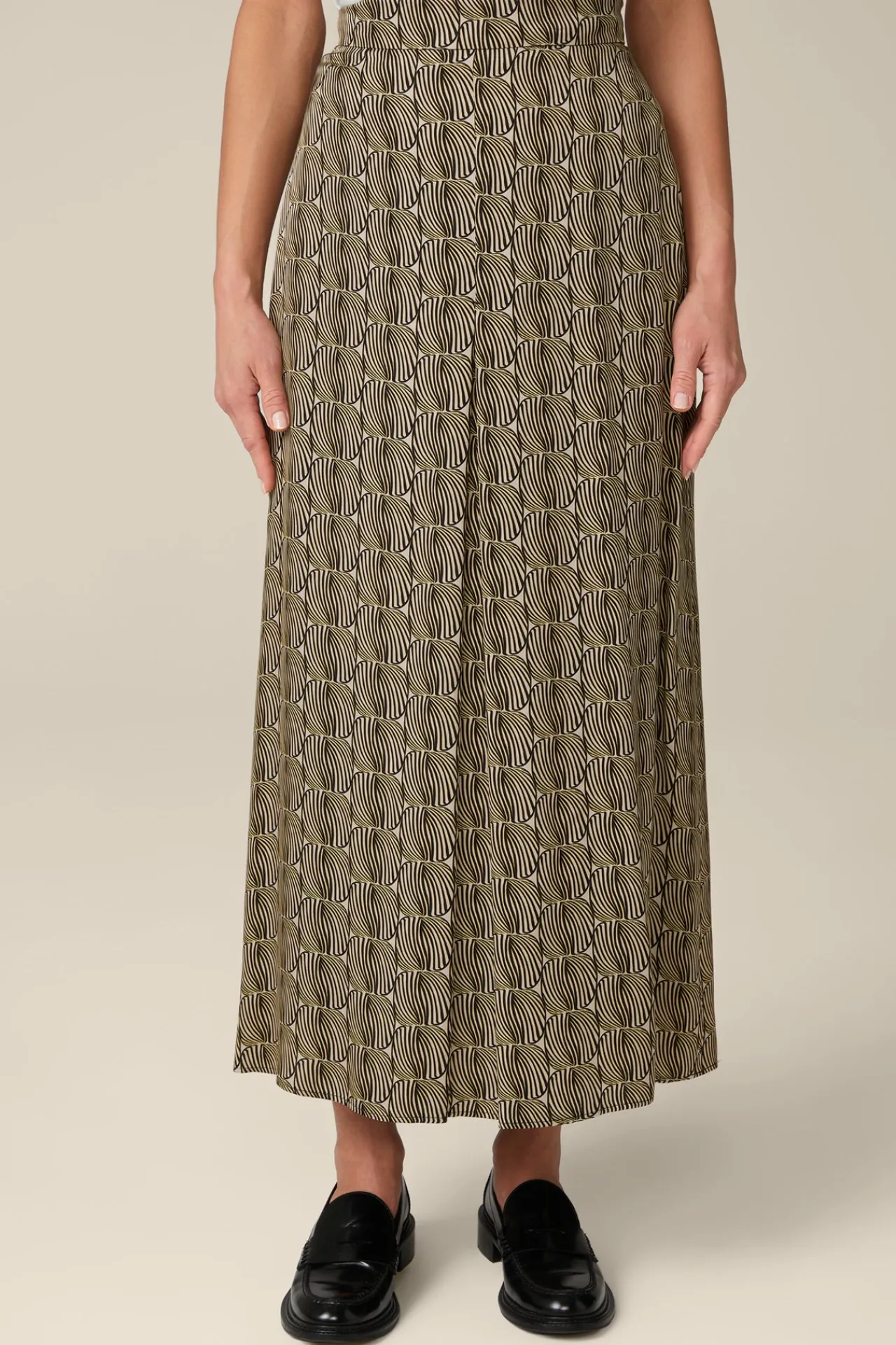Print-Maxi-Rock Aus Viskose In Schwarz-Beige Gemustert*Windsor Outlet