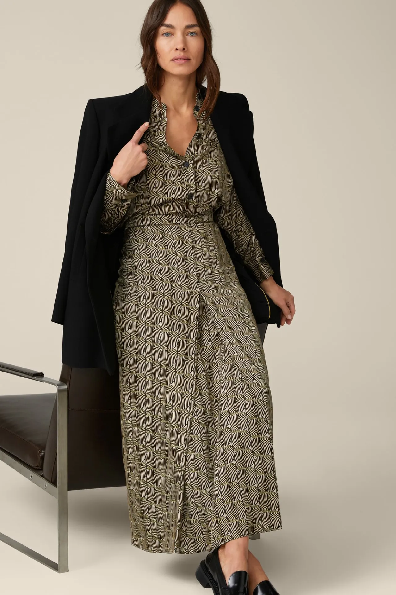 Print-Maxi-Rock Aus Viskose In Schwarz-Beige Gemustert*Windsor Outlet