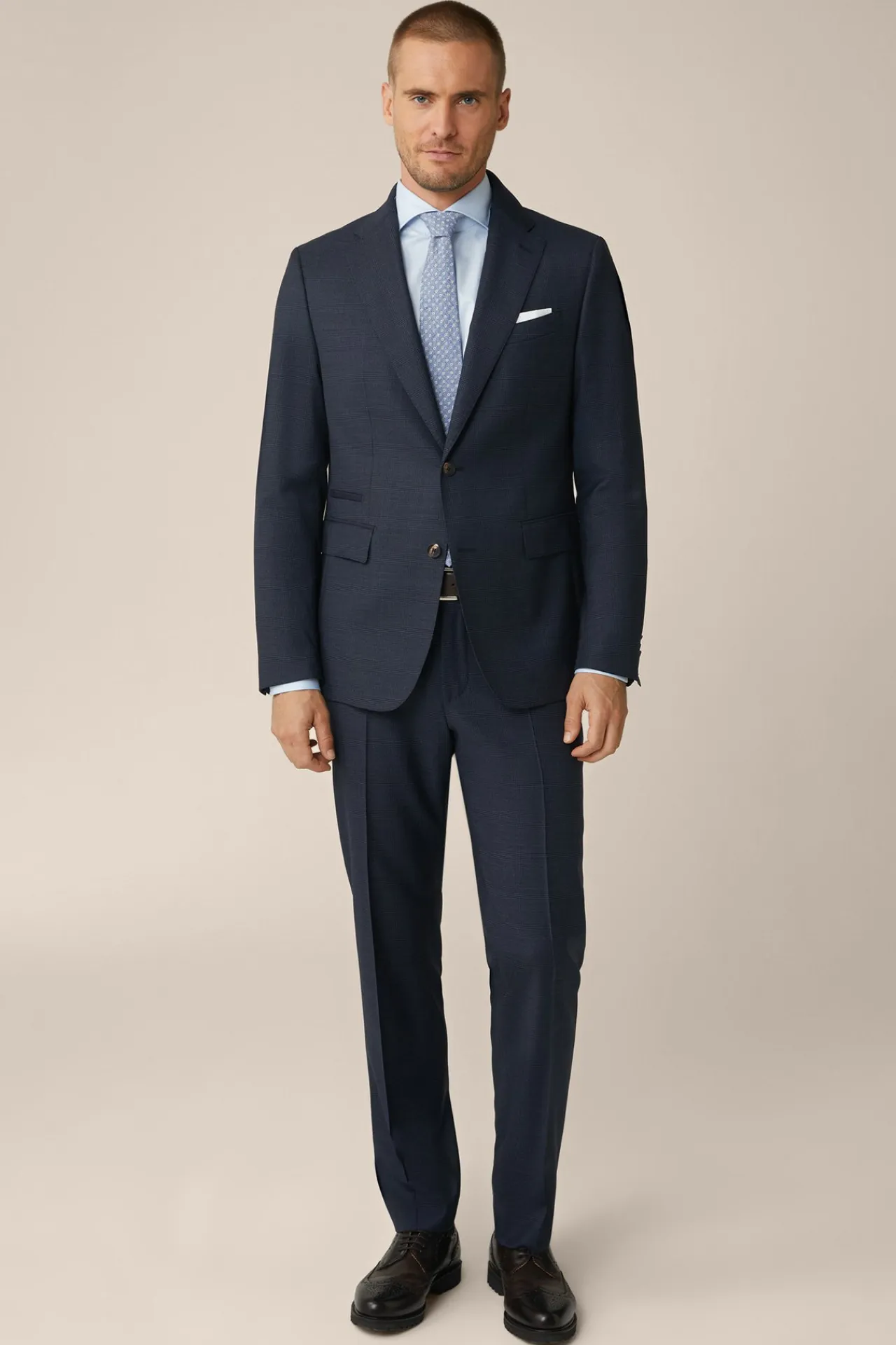 Schurwoll-Anzug Sono Bene Mit Stretch In Gemustert*Windsor New