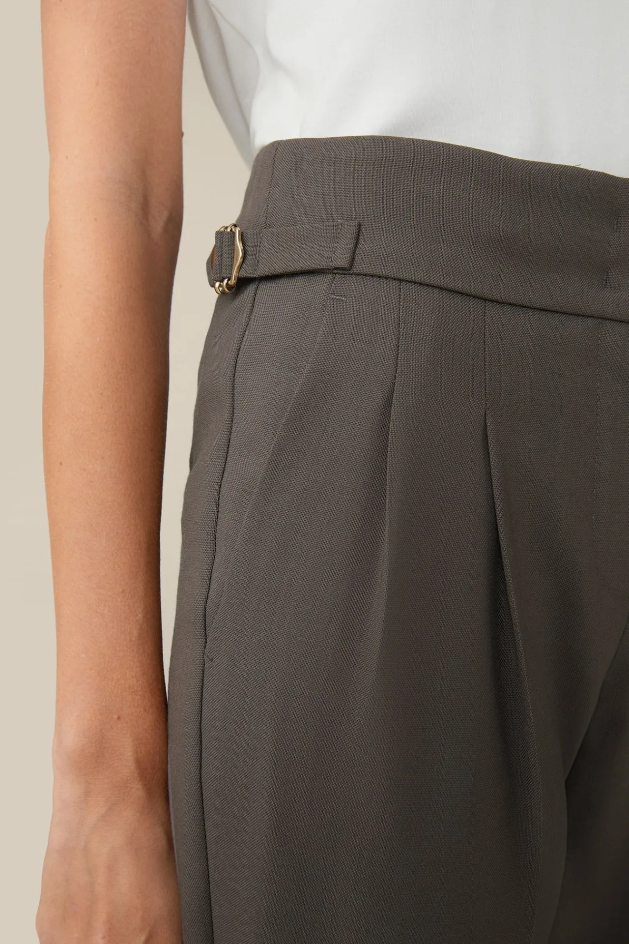 Schurwoll-Bundfalten-Hose In Taupe*Windsor Fashion