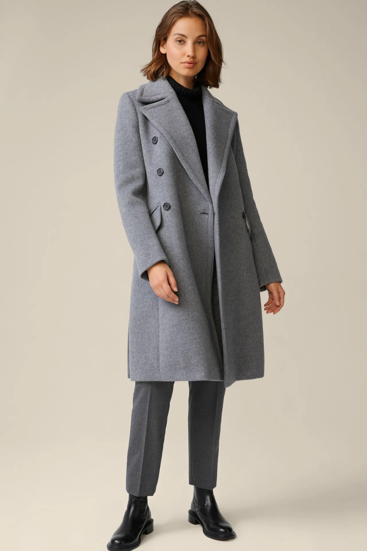 Schurwoll-Caban-Mantel Mit Cashmere In*Windsor Hot