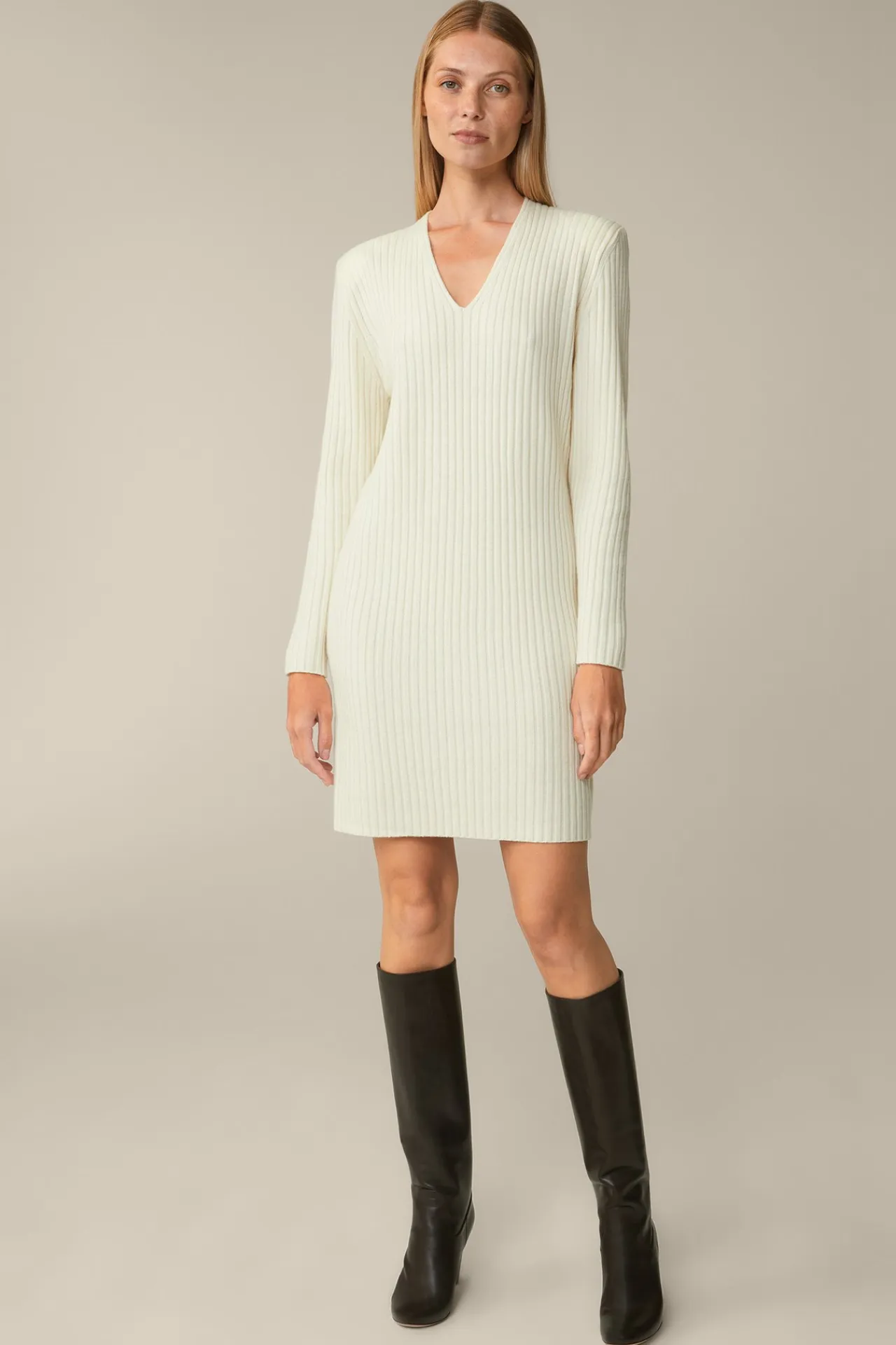 Schurwoll-Cashmeremix-Ripp-Strick-Kleid In*Windsor Fashion
