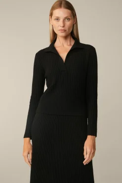 Schurwoll-Cashmeremix-Ripp-Strick-Pullover In*Windsor New