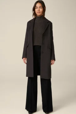 Schurwoll-Eggshape-Mantel Mit Cashmere In Anthrazit Meliert*Windsor Fashion