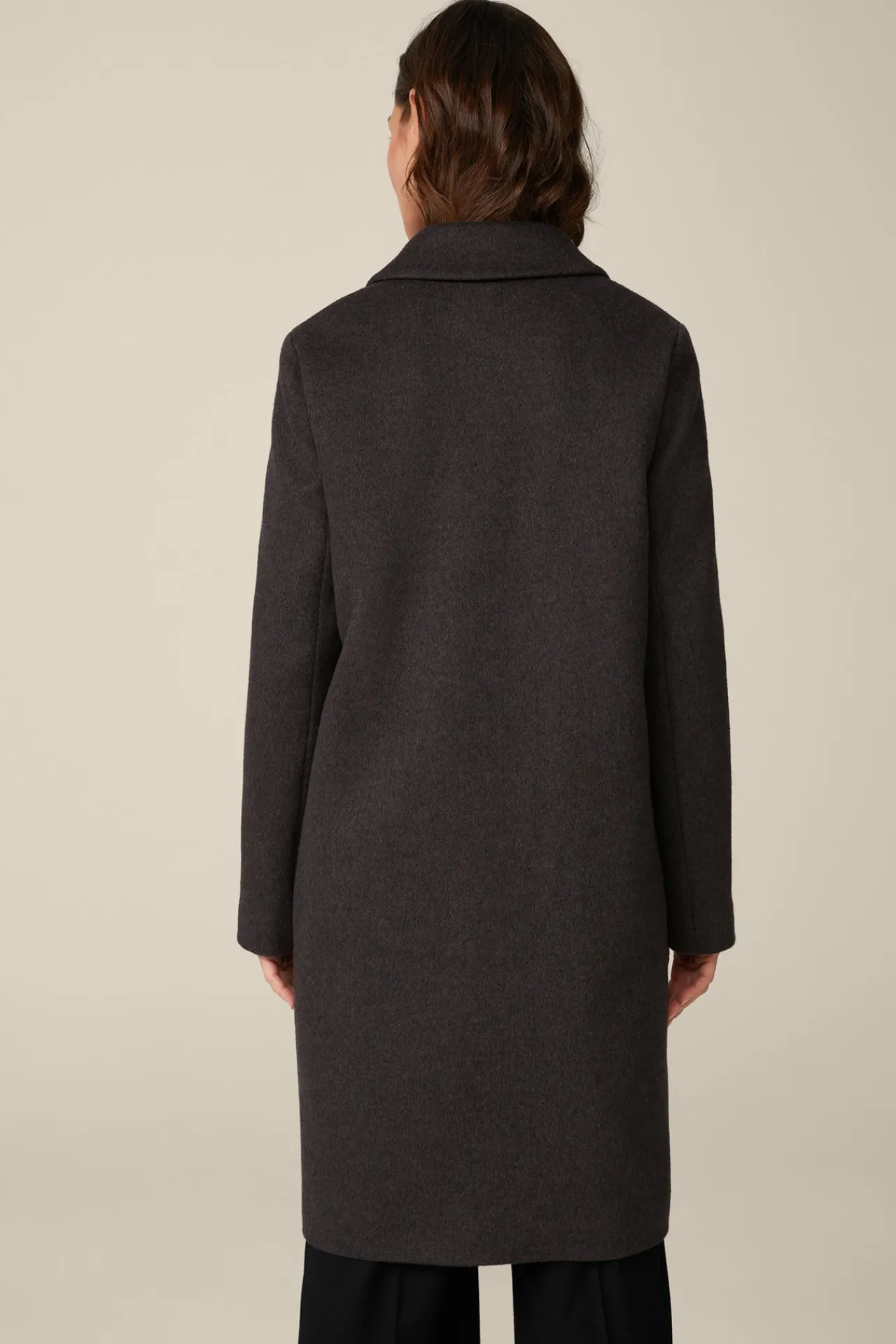 Schurwoll-Eggshape-Mantel Mit Cashmere In Anthrazit Meliert*Windsor Fashion