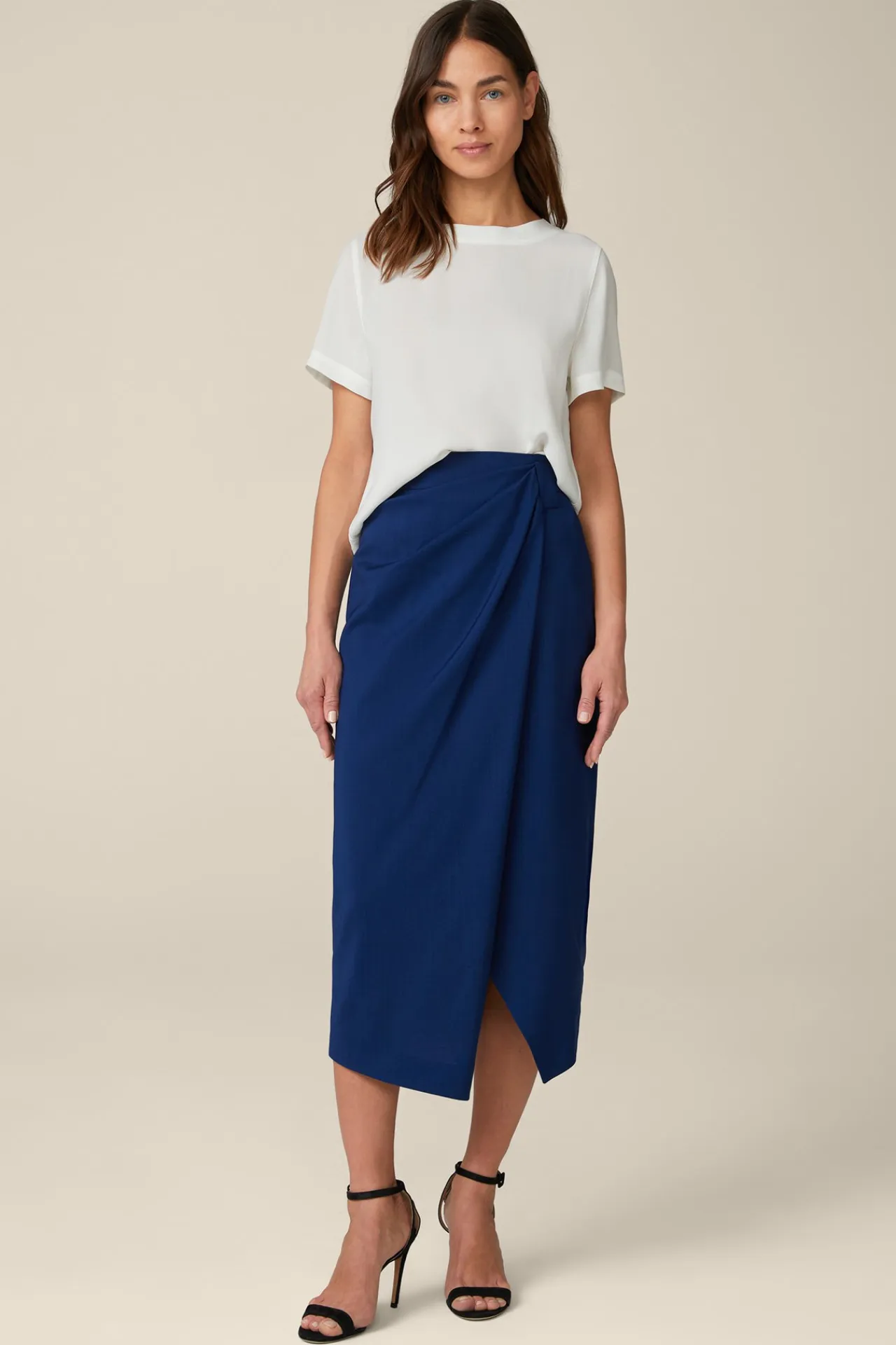 Schurwoll-Midirock Mit Wickeldetail In*Windsor Hot