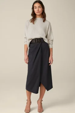 Schurwoll-Midirock Mit Wickeldetail In*Windsor Online