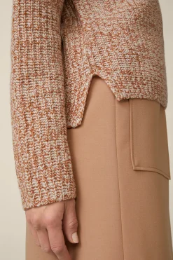 Schurwoll-Pullover Mit Cashmere In Kupfer-Ecru Gemustert*Windsor Hot