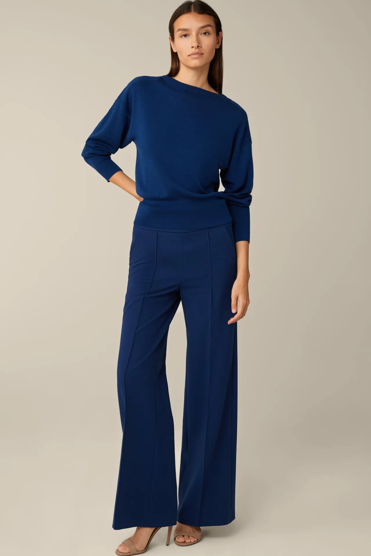 Schurwoll-Ripp-Strick-Pullover Mit Seide In*Windsor Hot