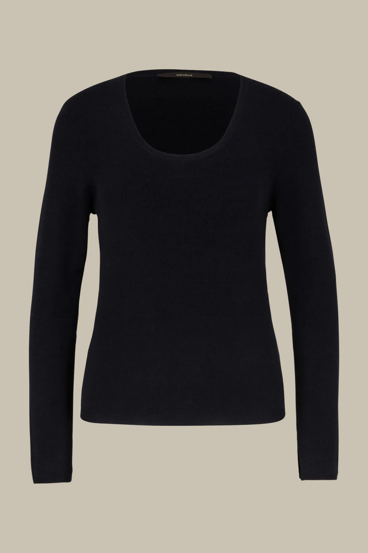 Schurwoll-Ripp-Strick-Pullover Mit Seide In*Windsor Outlet