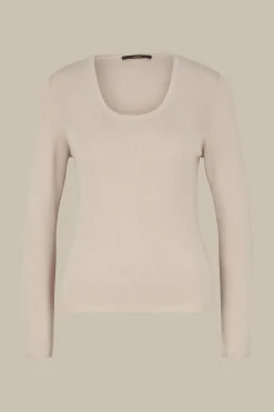 Schurwoll-Ripp-Strick-Pullover Mit Seide In*Windsor Hot