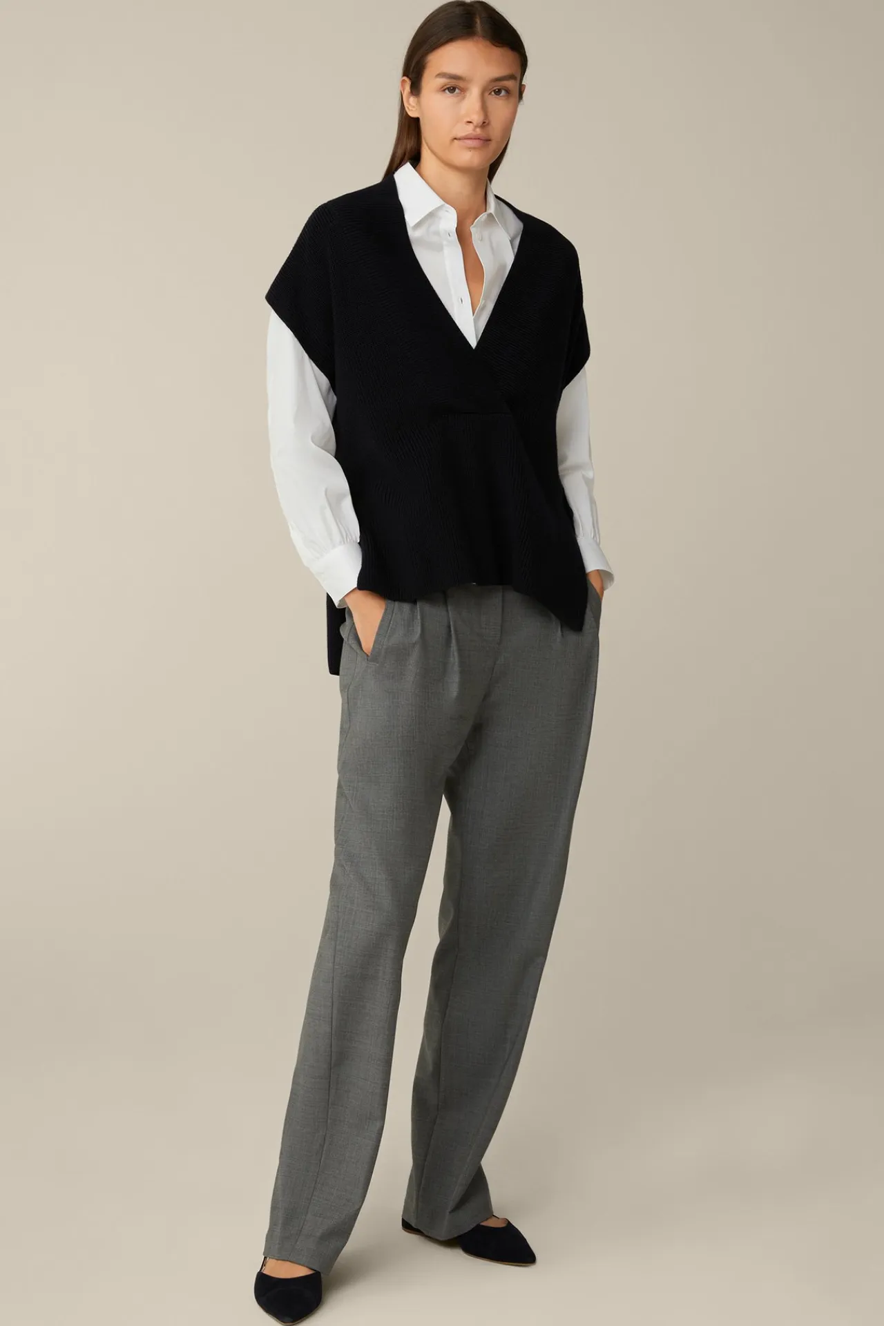 Schurwoll-Ripp-Strick-Pullunder In*Windsor Outlet