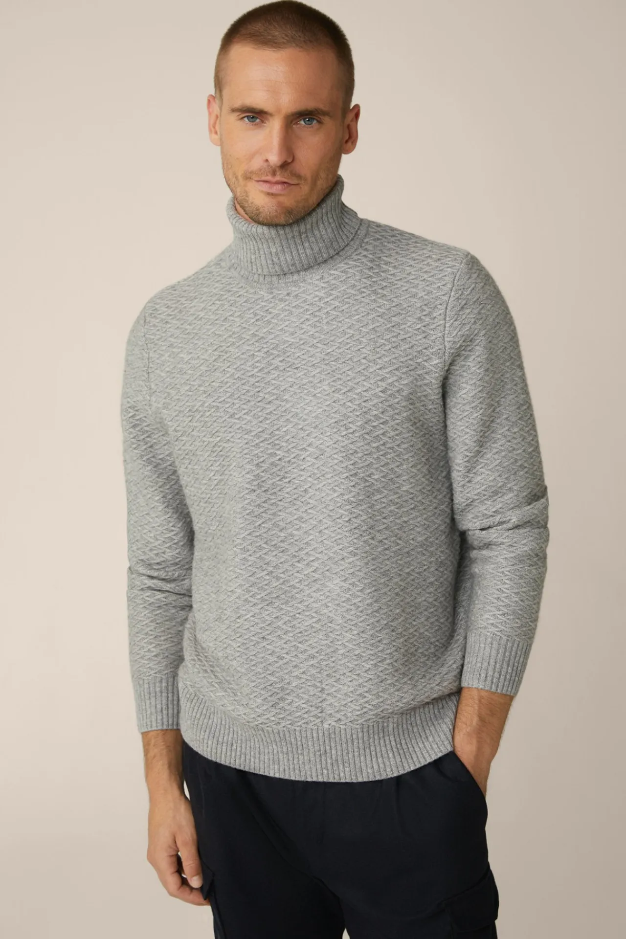 Schurwoll-Rollkragen-Pullover Amilo Mit Cashmere In Strukturiert*Windsor Fashion