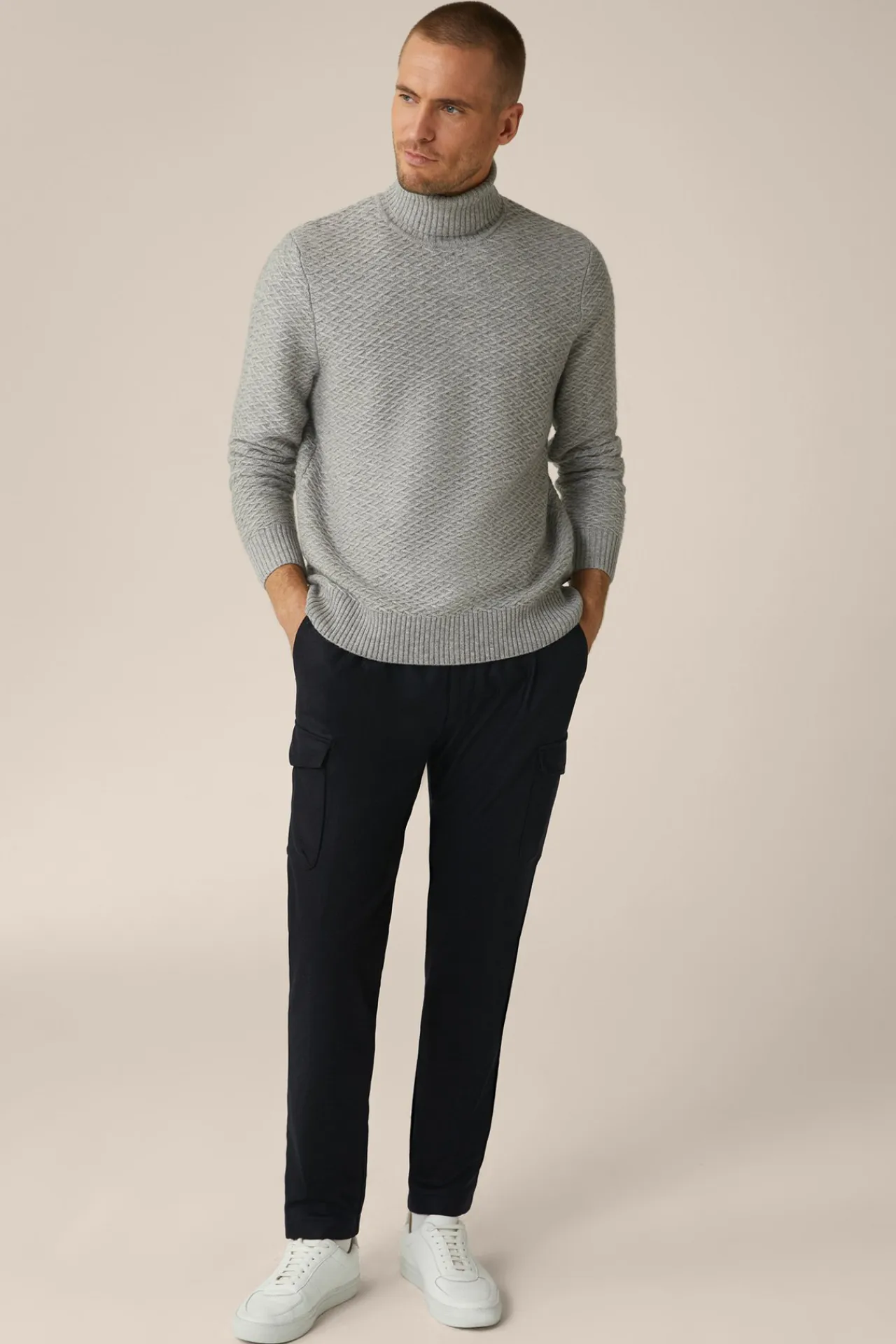 Schurwoll-Rollkragen-Pullover Amilo Mit Cashmere In Strukturiert*Windsor Fashion