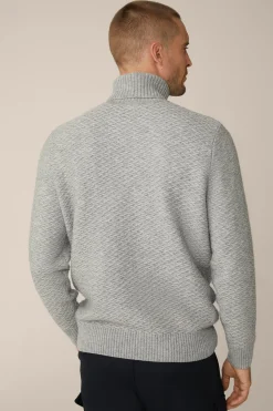 Schurwoll-Rollkragen-Pullover Amilo Mit Cashmere In Strukturiert*Windsor Fashion