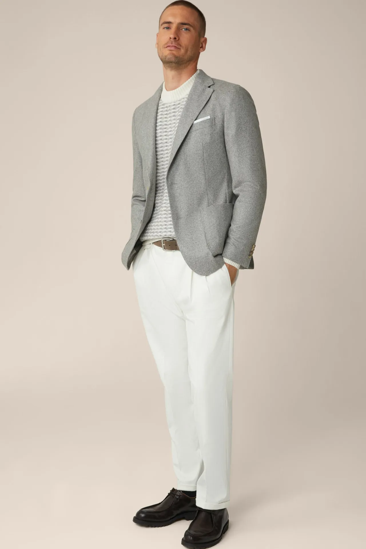 Schurwoll-Rundhals-Pullover Amilo Mit Cashmere In Strukturiert*Windsor Hot